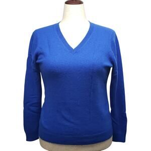 Charter Club Cashmere Sweater XL Blue | Ribbed V-Neck, Lightweight Knit